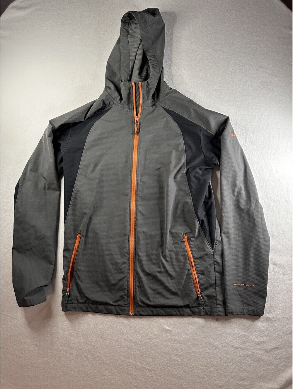 Columbia Jacket Youth 18/20 Gray Hooded Softshell Omni-Shield Windbreaker